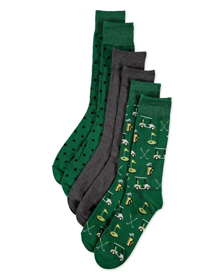 HOT SOX for Men 3-Pack Golf Crew Cotton Blend Socks NWT $28 Size 10-13 - Image 1 of 1