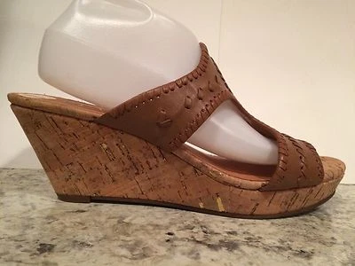 Sandalias Jack Rogers Emilia Slides Cuero Plataforma Cuña Corcho Marrón Coñac 11 M Foto 1 de 4
