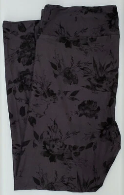 TC2 LuLaRoe Tall & Curvy 2 Leggings Black Roses Flowers on Gray NWT L50 New - Image 1 of 4