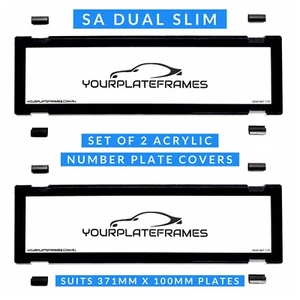 SA Dual Slim Number Plate Covers Set Black Clear Front & Rear 372mm x 100mm - Picture 1 of 2