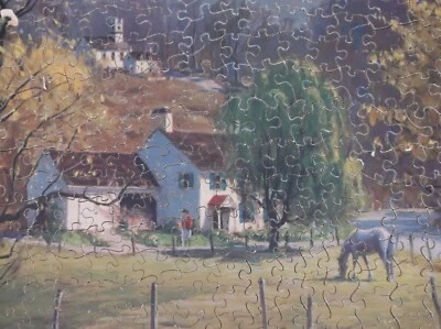 Vintage J K Straus Wood Puzzle A HOME IN THE COUNTRY 500+ pcs Complete in Box - Image 1 of 4