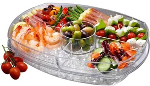 Prodyne SB-5 Flip-Lid Appetizers On Ice, 15", Clear - Picture 1 of 6