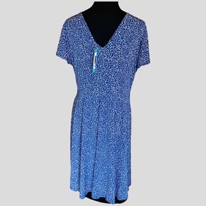 Kaileigh Wrap Knit Dress Women XXL Kaela Navy Blue Print Faux NWT V Back - Picture 1 of 5