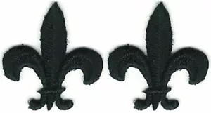 2 Black Fleur De Lys Lis SCA Embroidery Patch - Picture 1 of 1