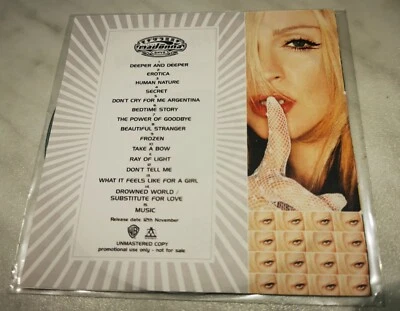 MADONNA CD GHV2 PROMO ONLY UK In-House WEA Unmastered 15 Track Rare MINT - Image 1 of 4