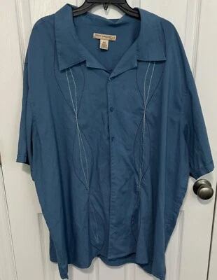 Camisa Island Passport azul boliche havaiana 3XL XXXL 3X - Imagem 1 de 3