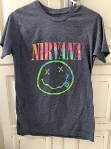 Vintage Nirvana T Shirt Women /Mens Size Small Gray/ Multicolored - Picture 1 of 3