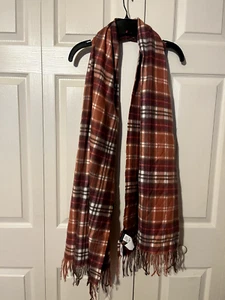 Bufanda suave rectangular con flecos a cuadros naranja y rosa oscuro Banana Republic nueva con etiquetas - Imagen 1 de 6