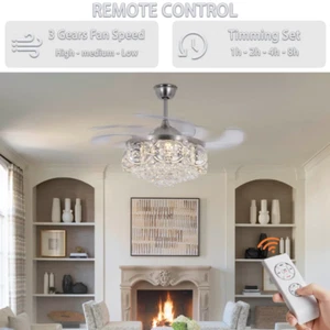 42" Ceiling Fan With Crystal Accents & Remote Control - Picture 1 of 12