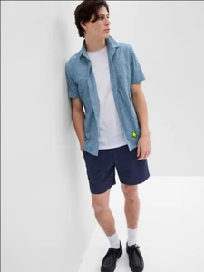 Gap Essential Khaki GapFlex 7" Shorts w/ Washwell, Men's 34 (Navy Blue) - Picture 1 of 9