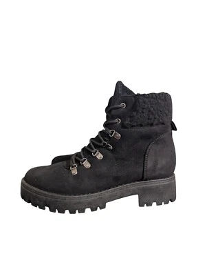 Bota de Senderismo Bamboo Wild One Combat para Mujer 8 Negra Gamuza Con Cordones Puño Sherpa Top Foto 1 de 4