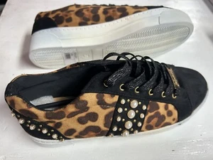 Ladies Canvas Shoes Size Uk 5 EU 38 Animal Print Brown And Berge Brand New - Picture 1 of 8