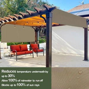 Waterproof Pergola Shade Replacement Shade Cover Panel w/ Rod Pocket Muddy Water - Picture 1 of 10