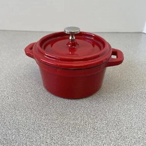One Wolfgang Puck Mini Red Cast Iron Cocotte Dutch Oven With Lid - Picture 1 of 9