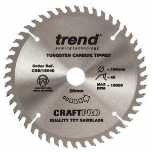 Circular Saw Blade Trend CSB/16048A 160mm x 20 x 48T Wood Cut Craft Professional