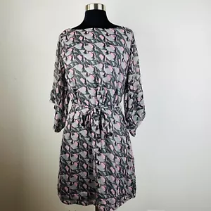 W118 By Walter Baker Womens Small S Gray Pink Black Belted Dress Wide Sleeves - Picture 1 of 10
