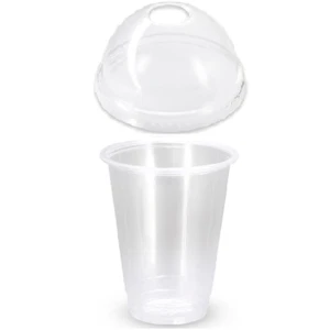 50 X Drinking Cups Clear Pp With Clear Dome Lid 18Oz / 520Ml - Picture 1 of 5