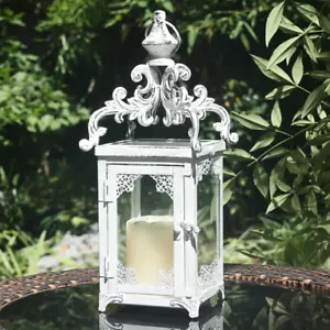 Large Candle Lantern, Decorative Hanging Lantern, Vintage Metal - Picture 1 of 12