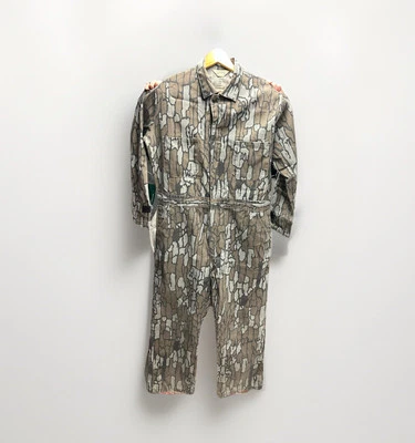 Vintage Cabelas Trebark Camo Coveralls Woodland Hunting Jumpsuit Men’s Large USA - Image 1 of 4