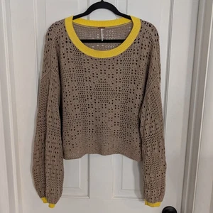 Suéter Free People Para Mujer Home Run Crochet PEQUEÑO Boho Recortado Tejido Abierto Tostado - Imagen 1 de 9