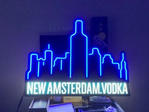New Amsterdam Vodka NAV City Lighted Wall Hanging Bar Sign Promo New LED RARE! - Picture 1 of 3