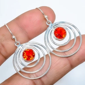 Pendiente Joyería Rubí (Simulado) Plateado 1.56" E1827-29, Regalo Navidad - Imagen 1 de 3