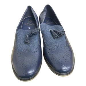 House of Cavani Navy Carlotta Shoes  Slip on Brogue Smart Occasion UK Size 11 - Picture 1 of 7