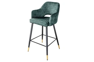 Tresenstuhl Schwarz Gold aus Samt Metall Retro Fußablage Hocker Bar Tresen Stuhl - Bild 1 von 8