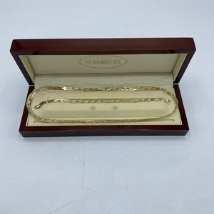 Set aus dreifarbiger Halskette & Armband 9 kt Gold Fischgrätmuster in Schachtel - Bild 1 von 7