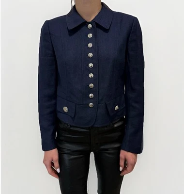 DDP Dolce & Gabbana women’s cropped blue blazer classic basic knit fitted - Image 1 of 4