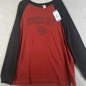 Camiseta Térmica HURLEY Para Hombres XXL Roja Negra Gráfico Waffle Manga Larga Raglán SPOT - Imagen 1 de 15