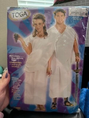 Disfraz de Toga Adulto Bata Blanca Poliéster Unisex Talla XL Una Bata ¡Nuevo! Foto 1 de 2