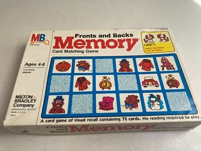 Fronts and Backs Memory Card Matching Game Milton Bradley 1980 COMPLETE - Image 1 of 4