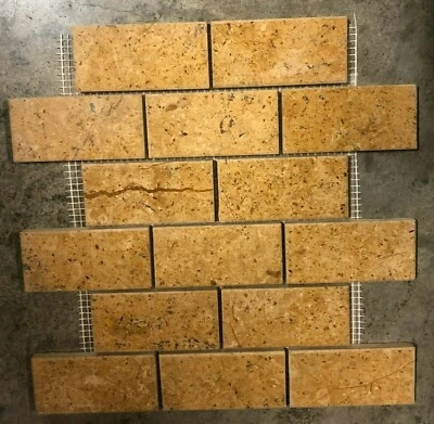 12x12 Azulejo Mosaico SubwayCarmel Marrón Borde Remodelación Piedra Pared CAJA DE 5 T-09 Foto 1 de 4