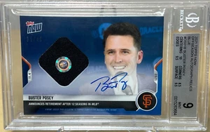 BUSTER POSEY TOPPS NOW RETIREMENT RELIC * BGS 9 + 10 ON-CARD AUTO * MLB HOLO /49 - Picture 1 of 10