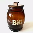 Vintage Siesta Ware “Think Big” Cookie Jar With Wood Lid