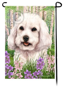 Spring Flowers Garden Flag - White Cockapoo - Picture 1 of 1