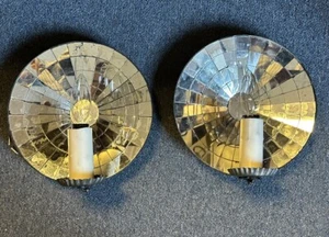 Vintag fine Handmade sunburst mirrored back tin wall sconces c1920 newly rewired - Picture 1 of 8