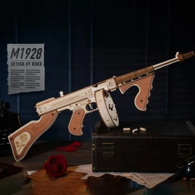 ROKR ROBOTIME 3D Holzpuzzle Thompson Submachine Spielzeugwaffe Geschenke für Jungen