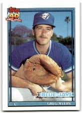 1991 Topps Baseball Card Greg Myers Toronto Blue Jays #599