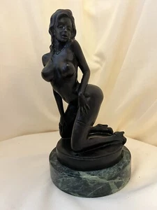 Erotic Woman Bronze Sculpture Statue Bawdy Pose 12.5” Heavy - Picture 1 of 9