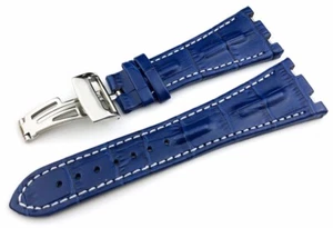 28mm Blue Genuine Leather Strap fit Audemars Piguet Royal Oak Offshore Watch - Picture 1 of 9