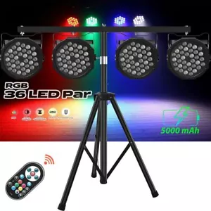 108W 36 LEDs Rechargeable Stage Par Lights DMX RGB Party Lights Battery Powered - Picture 1 of 18