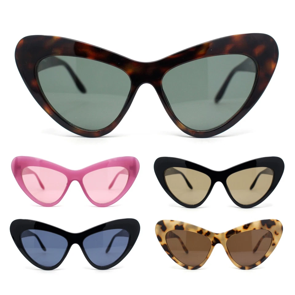 Gafas de sol retro redondeadas mínimas de plástico grueso para mujer ojo de gato moda Foto 1 de 1