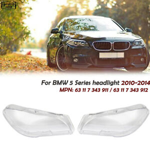 Pair Clear Headlight Cover Lens For BMW 5 series F10 F11 F18 520 525 535 2010-16