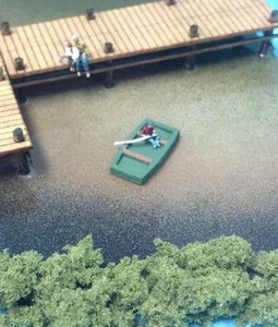 N Scale Custom Laser Cut Four Jon Boats & One Boat Dock Combo Kit - Picture 1 of 1