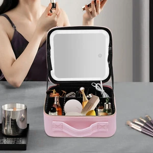 Borsa cosmetica divisoria multi portatile da viaggio astuccio trucco + specchio - Foto 1 di 24