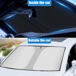 Titanium Silver Car Sun Visor Shade Cover Windshield Sunshade UV Block 142*80cm - Picture 1 of 9