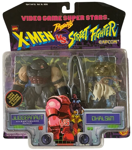 X-Men Vs Street Fighter Juggernaut&Dhalsim Figures NEW Toy Biz 1998 Capcom READ Cover