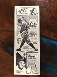 1974 BOB PARKER 2nd Best Babe Ruth / Heinie Manush Card (((RARE))) NM